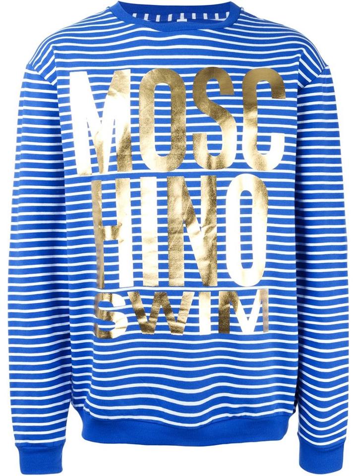 Moschino Swim Striped Metallic Logo Sweatshirt