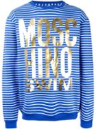 Moschino Swim Striped Metallic Logo Sweatshirt