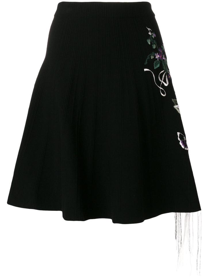 Piccione. Piccione Floral Embroidered Skirt - Black
