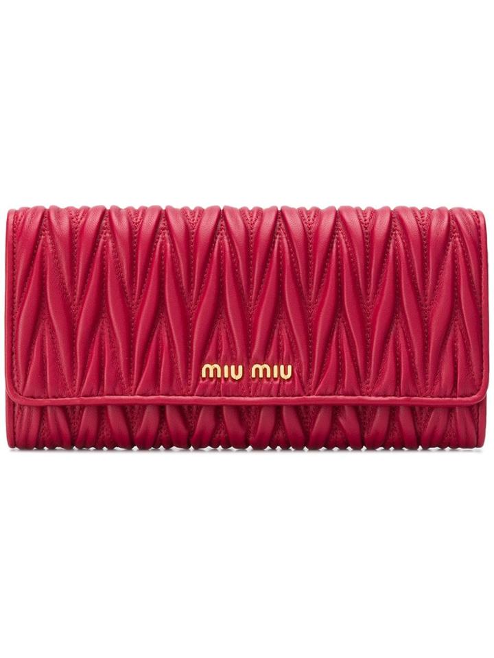 Miu Miu Matelassé Foldover Wallet - Red