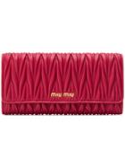 Miu Miu Matelassé Foldover Wallet - Red