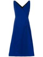Reinaldo Lourenço V-neck Flared Dress - Blue