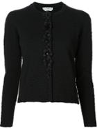Fendi Flower Appliqué Cardigan, Women's, Size: 42, Black, Polypropylene/viscose/spandex/elastane/polyester