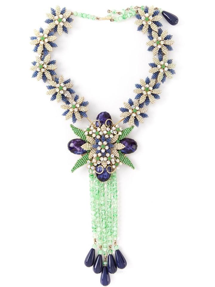 Katheleys Vintage Flower Costume Necklace - Blue