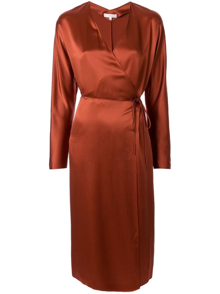 Vince Silk Wrap-tie Dress - Brown