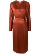 Vince Silk Wrap-tie Dress - Brown