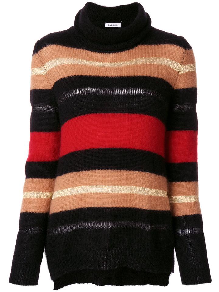 P.a.r.o.s.h. - Striped Turtleneck Sweater - Women - Polyamide/polyester/viscose/wool - M, Black, Polyamide/polyester/viscose/wool