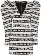 Balmain Extreme Shoulder Striped Mini Dress - White