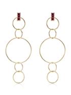 Ileana Makri 8k Gold Ruby Embellished Dangling Hoop Earrings -