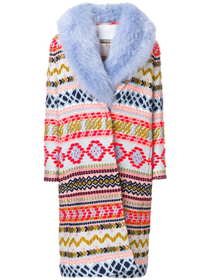 Giada Benincasa Fur-trim Patterned Coat - Multicolour