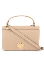 Giambattista Valli Pebbled Leather Foldover Top Tote - Metallic