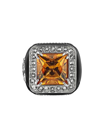 Gucci Ring With Stone And Crystals - Silver