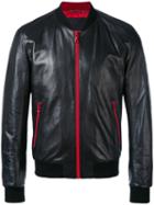 Dolce & Gabbana - Leather Bomber Jacket - Men - Lamb Skin/polyamide/polyester - 46, Black, Lamb Skin/polyamide/polyester