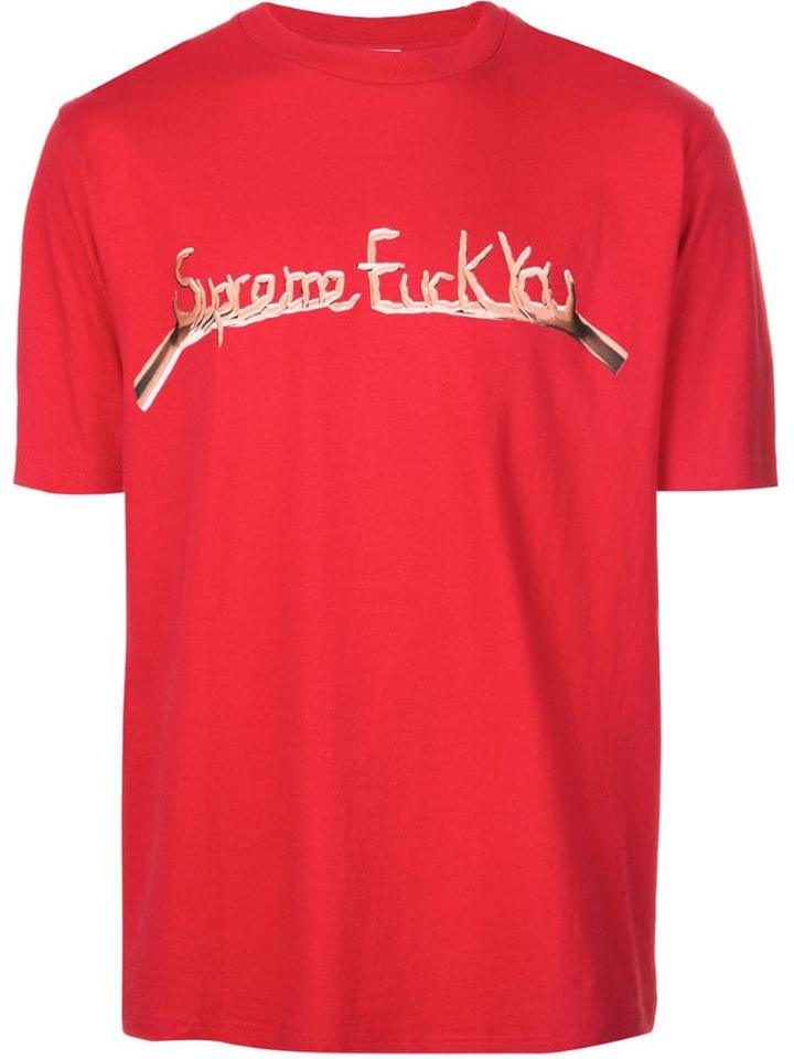 Supreme Slogan Print T-shirt - Red