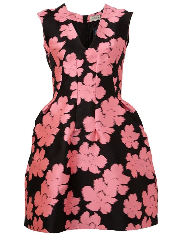 Lanvin Floral Print Dress, Women's, Size: 36, Black, Silk/polyester