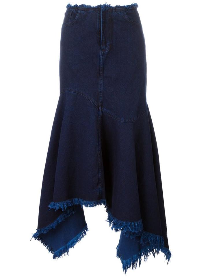 Marques'almeida Frayed Asymmetric Denim Skirt