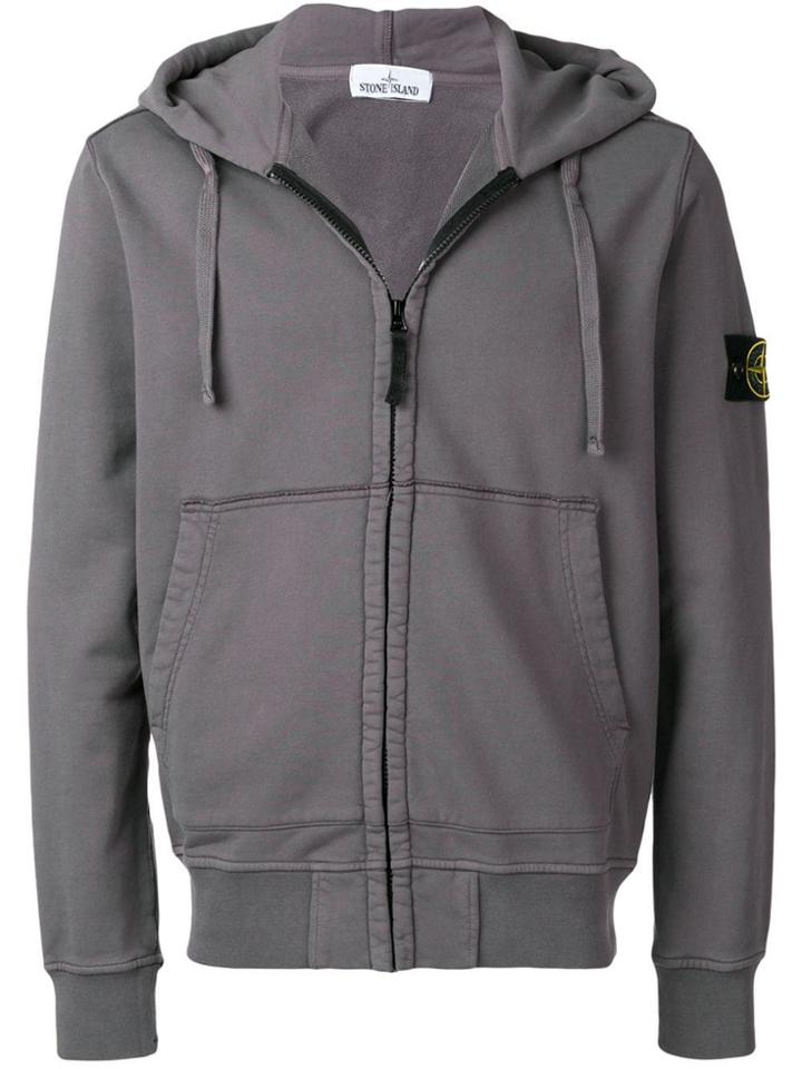 Stone Island Compass Logo Badge Hoodie - Grey