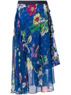 Sacai Floral Print Midi Skirt - Blue
