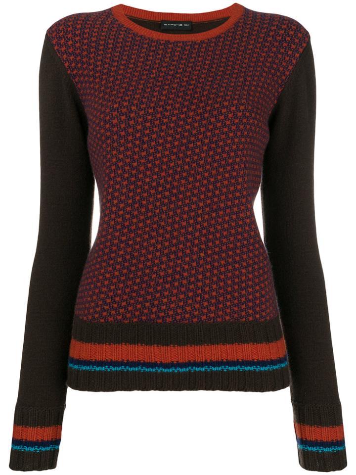 Etro Contrast Sleeve Jumper - Brown