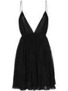 Saint Laurent Plunge Neckline Baby Doll Dress - Black