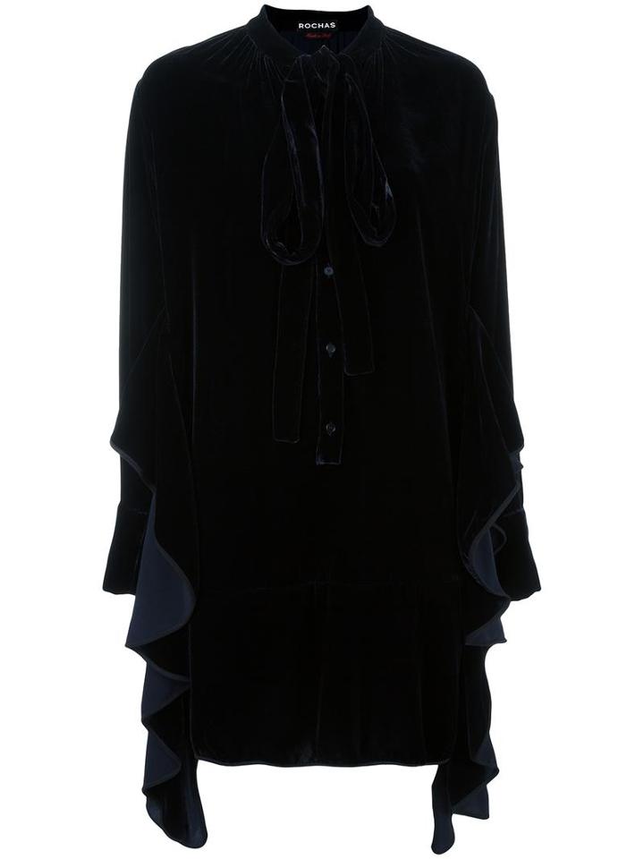 Rochas Ruffled Shirt Dress, Women's, Size: 40, Pink/purple, Silk/viscose