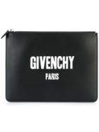 Givenchy Paris Logo Print Clutch, Women's, Black, Leather