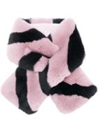 N.peal Striped Fur Scarf - Pink