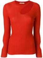 Drome Ribbed Asymmetric Cutout Sweater - Yellow & Orange