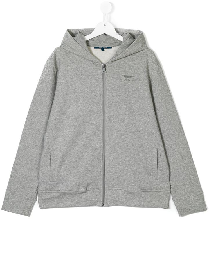Aston Martin Kids Teen Logo Zipped Hoodie - Grey