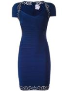 Hervé Léger Studded Fitted Dress - Blue