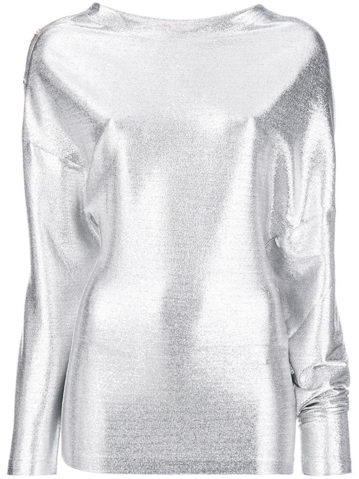 Paco Rabanne Lamé Boat Neck Top - Metallic