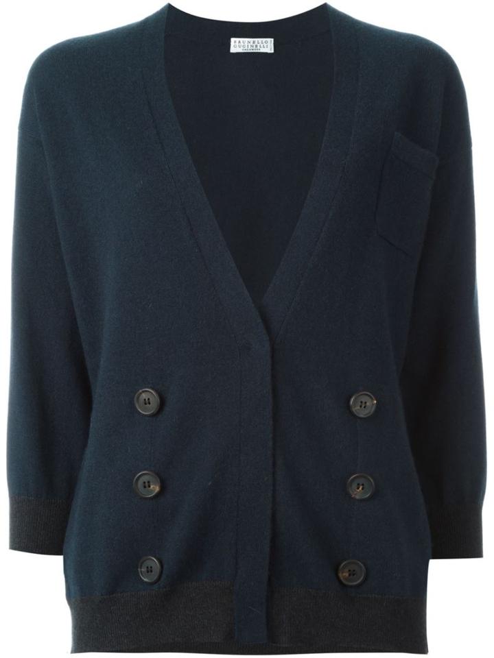 Brunello Cucinelli V-neck Cardigan, Women's, Size: Medium, Blue, Cashmere