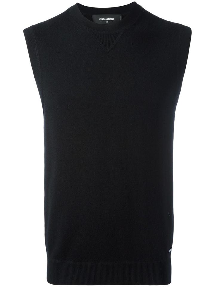 Dsquared2 Welt Finishing Sweater Vest, Size: Small, Black, Cashmere