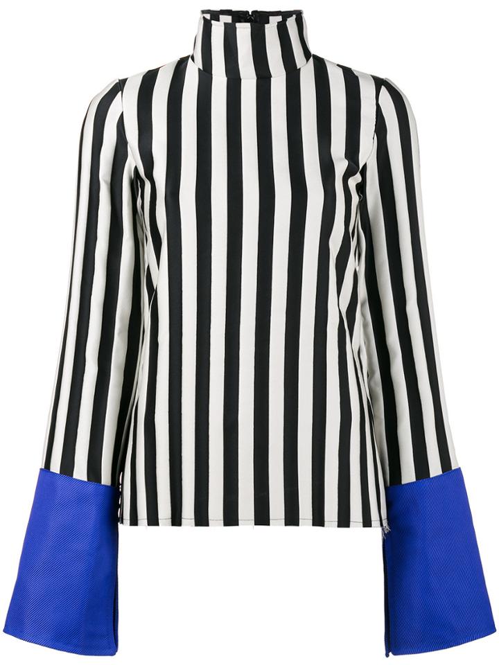 Marques'almeida Striped Satin Top With Contrast Cuffs - Black
