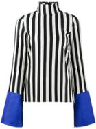 Marques'almeida Striped Satin Top With Contrast Cuffs - Black