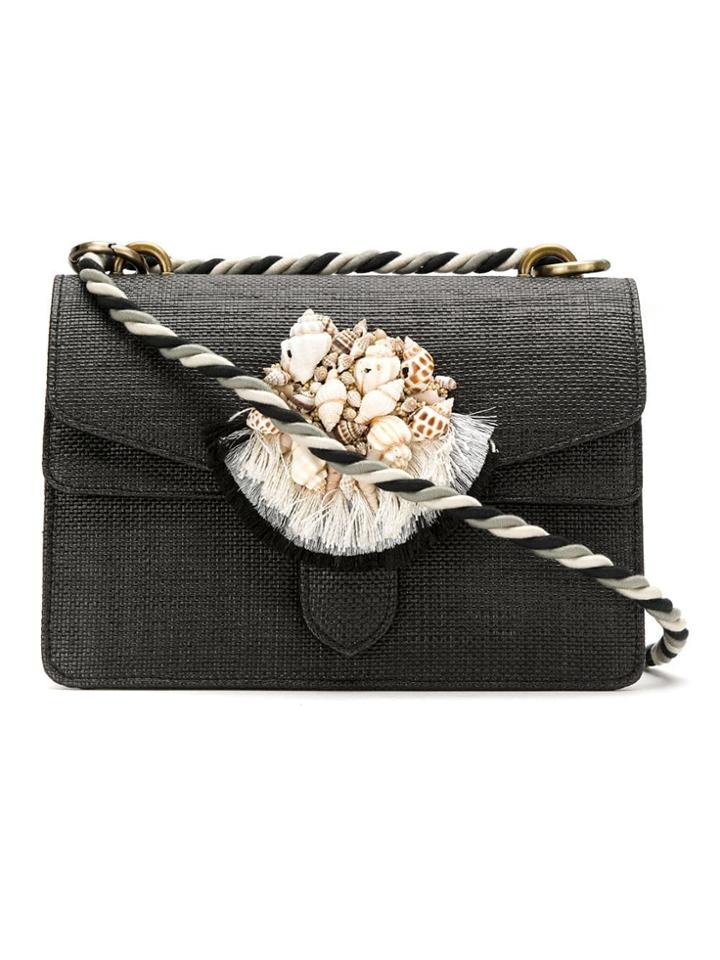 Isla Mini Appliqué Shoulder Bag - Black