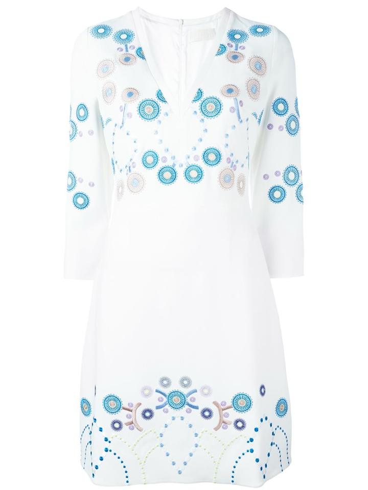 Peter Pilotto Embroidered Dress, Women's, Size: 12, White, Acetate/polyester/spandex/elastane
