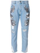 Marco Bologna Distressed And Embellished Cropped Jeans - Blue