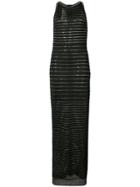 Balmain Metallic Stripe Maxi Dress - Black