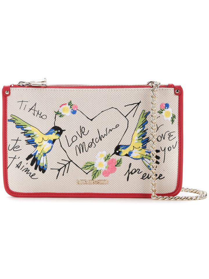 Love Moschino - Bird Embroidered Crossbody Bag - Women - Cotton/linen/flax/polyurethane - One Size, Cotton/linen/flax/polyurethane