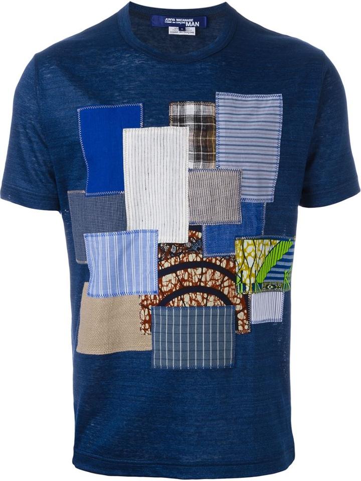 Junya Watanabe Comme Des Garçons Man Patchwork T-shirt, Men's, Size: M, Blue, Linen/flax