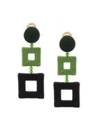 Oscar De La Renta Wrapped Double Square Clip-on Earrings - Green