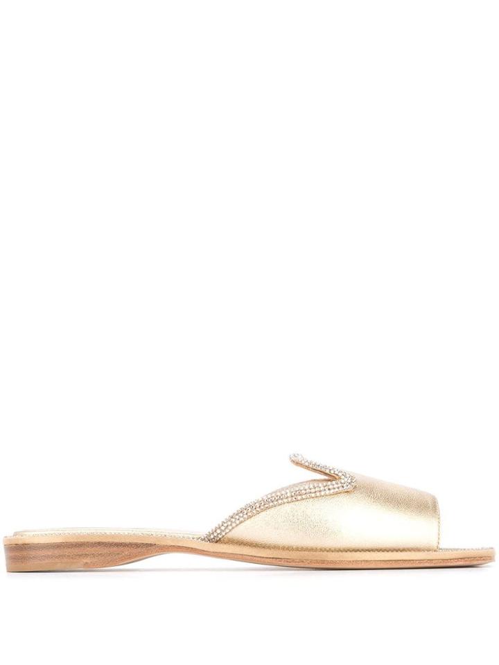 René Caovilla Stud Detail Sandals - Gold