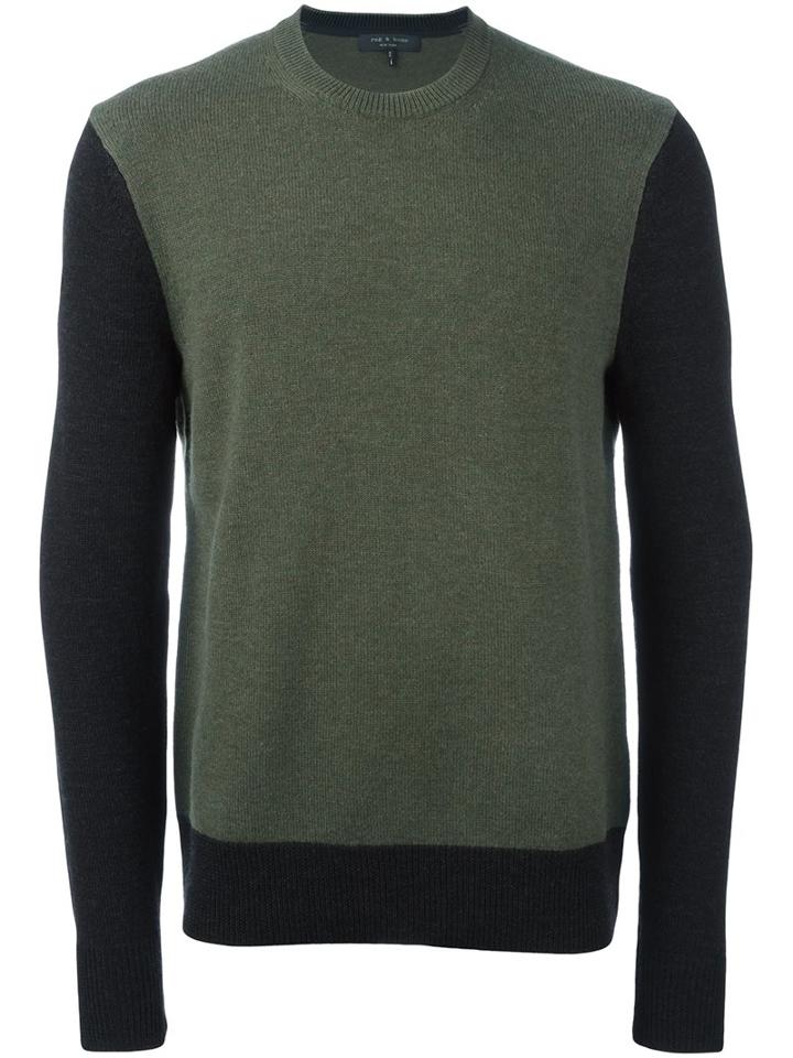 Rag & Bone Bicolour Jumper, Men's, Size: Medium, Green, Rayon/merino