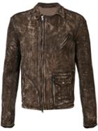 Distressed Jacket - Men - Leather - 50, Brown, Leather, Salvatore Santoro
