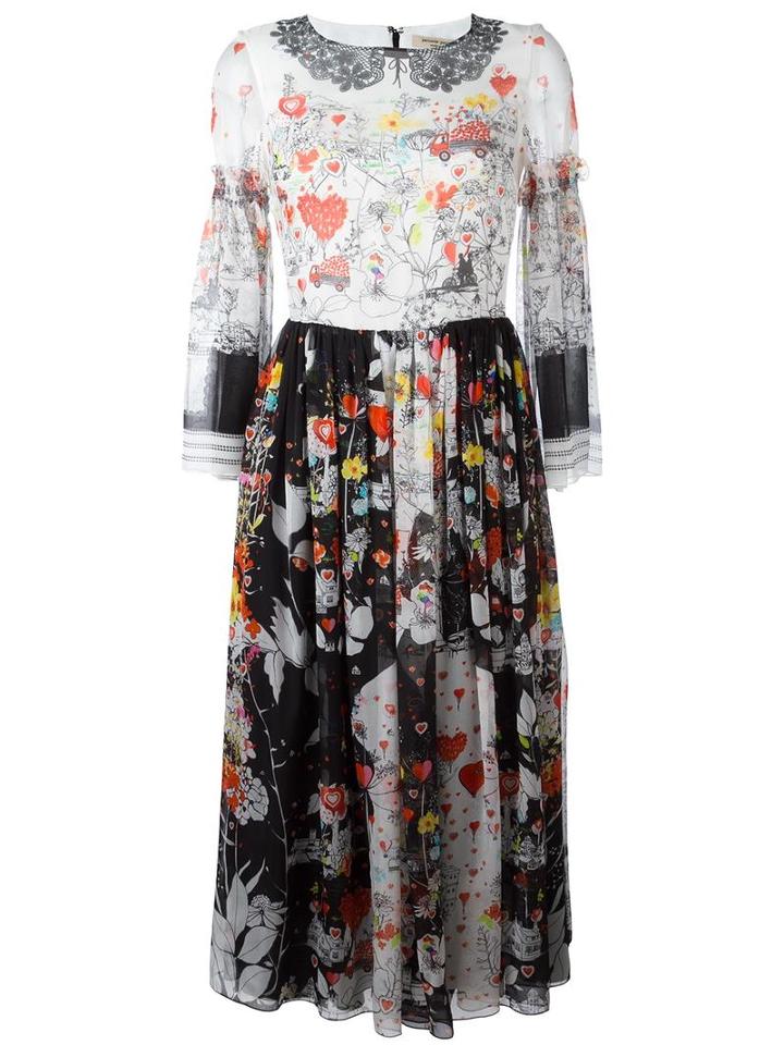 Piccione. Piccione Printed Flared Dress, Women's, Size: 42, Silk