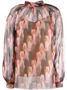 Mulberry Patterned Sheer Blouse - Pink