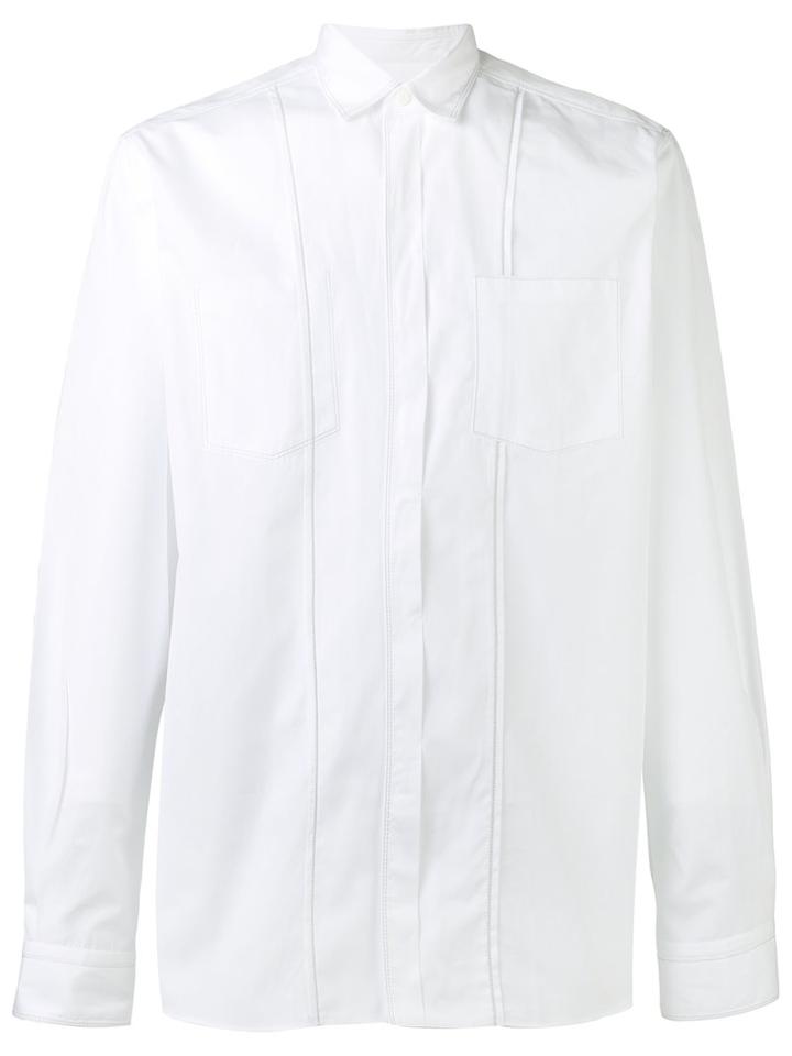 Lanvin Front Seam Stitch Shirt, Men's, Size: 39, White, Cotton