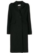 Mm6 Maison Margiela - Pinstripe Overcoat - Women - Polyester/viscose/wool - 40, Black, Polyester/viscose/wool