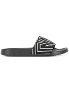 Michael Michael Kors Crystal Embellished Logo Slides - Black